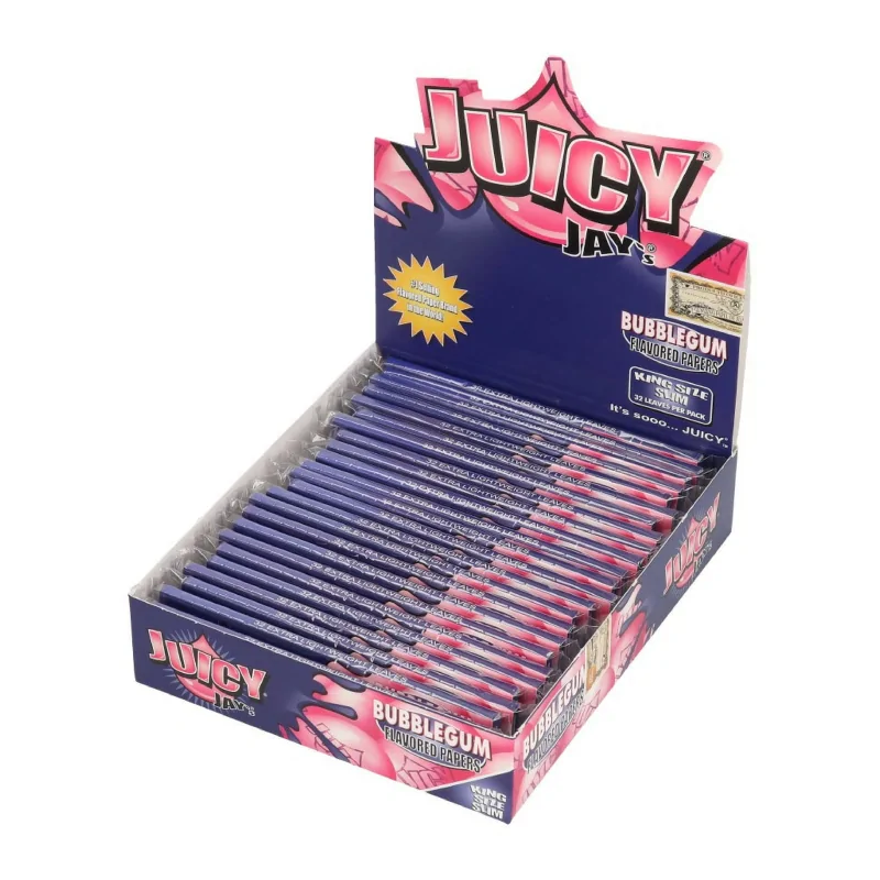 BOX 24 x Bibułki Juicy Jay's Bubble Gum King Size Slim - Guma do Żucia