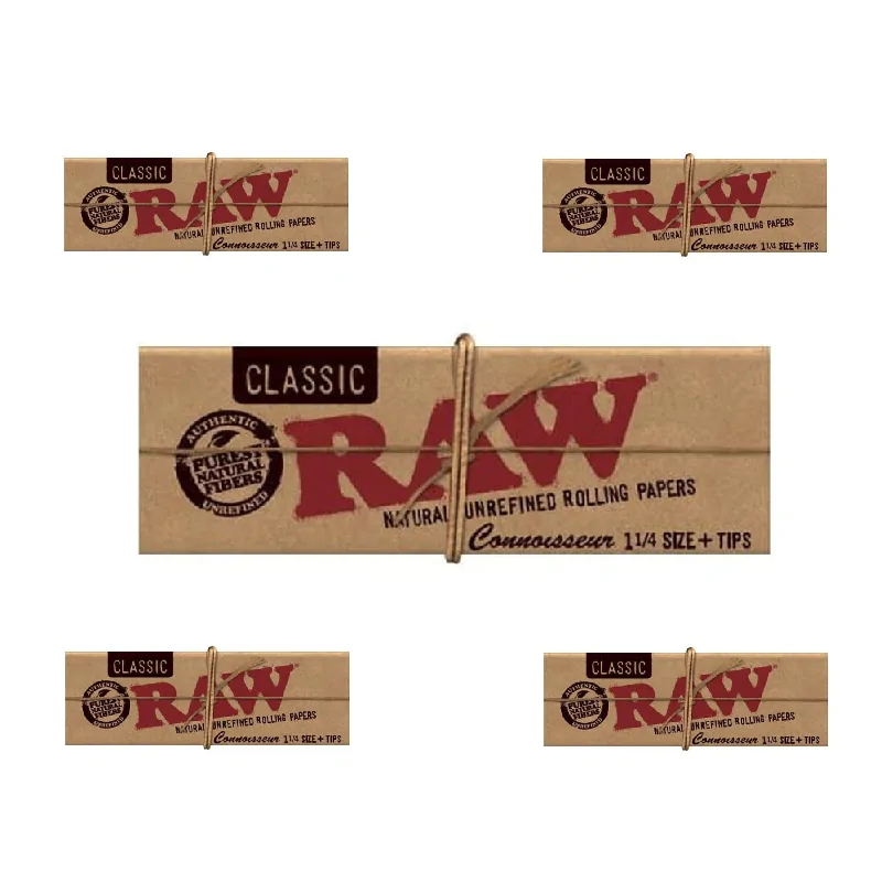 ZESTAW - 5 x Bibulki RAW Classic Connoisseur 1 1/4 + filtry