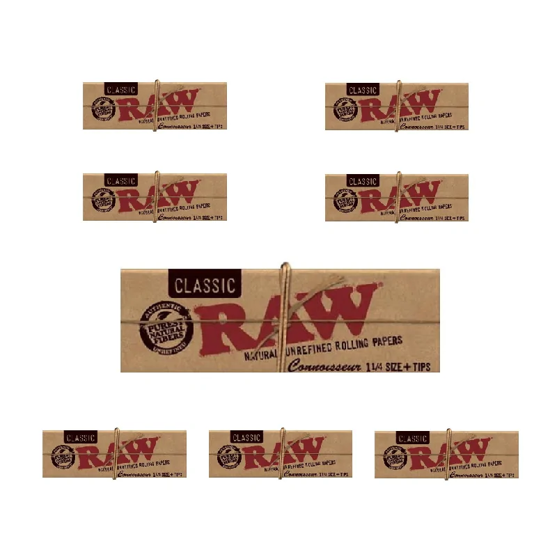 ZESTAW - 8 x Bibulki RAW Classic Connoisseur 1 1/4 + filtry