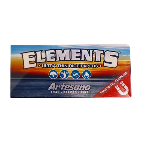 Bibułka Elements Artesano King Size Slim + Tipy + Tacka (BOX) 15 x