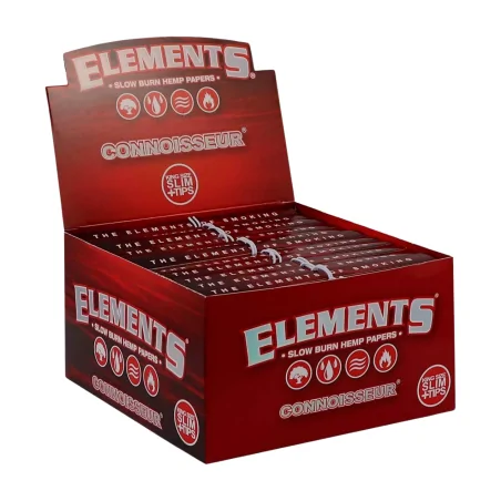 Bibułki Elements Red Connoisseur King Size Slim + TIPY