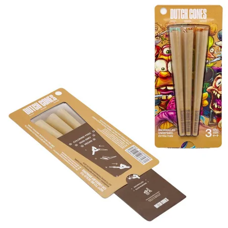 Bibułki Skrecone Dutch Cones King Size Unbleached 3 szt.