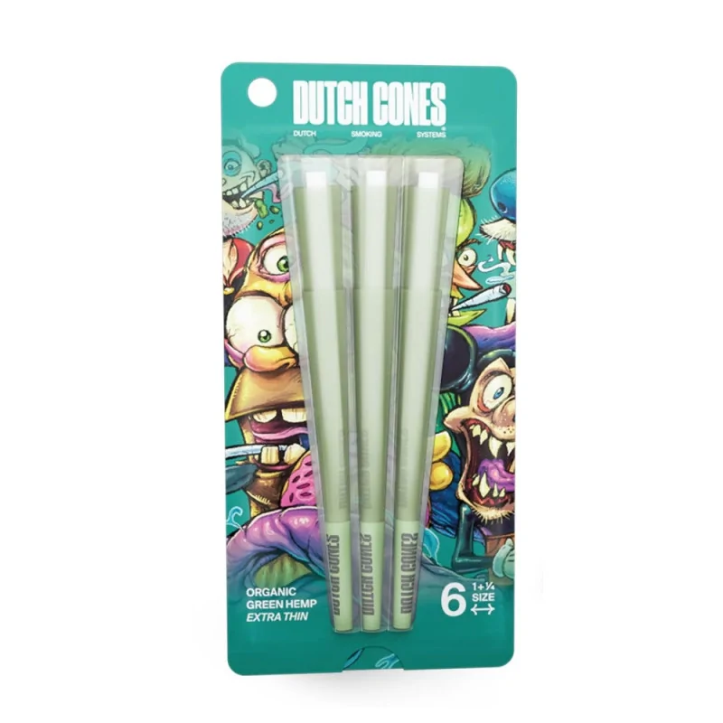 Bibułki skrecone Dutch Cones 1 1/4 Green Hemp 6 szt.