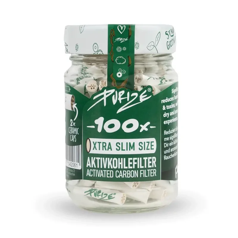 Filtry Purize Xtra Slim - Słoik 100 sztuk - White