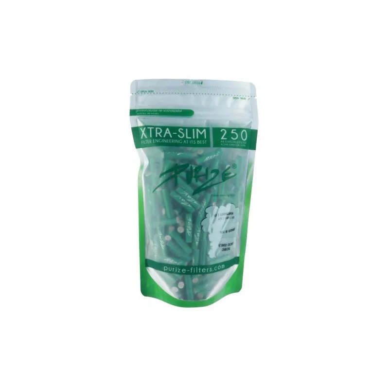 Filtry Purize Xtra Slim 250 sztuk - Green