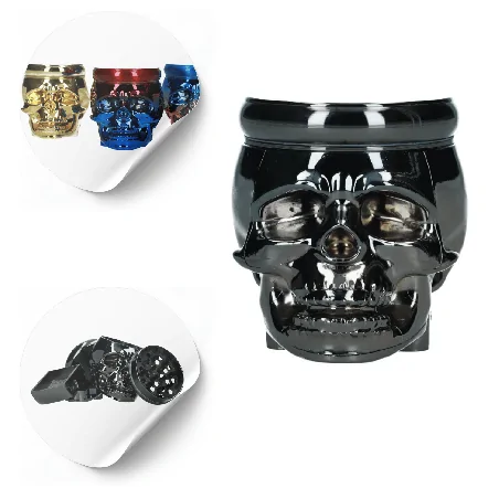 Młynek metalowo-akrylowy czaszka 4 części 83 mm MIX kolor