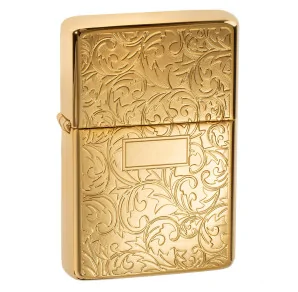 Tasman BRASS Floral złota – zapalniczka benzynowa